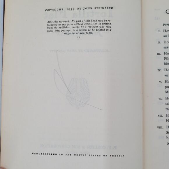 Tortilla Flat John Steinbeck Vintage Hardcover Literary Classic Book Lover Find - Picture 10 of 13